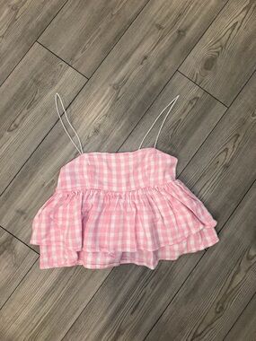 Urban Outfitters Pink Gingham Tiered Tank Size XS